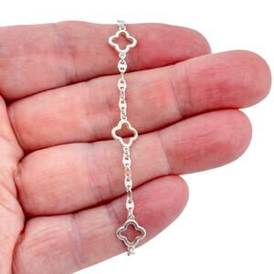 Vintage Sterling Silver 925 Mariner Clover Link Bracelet 6.5"